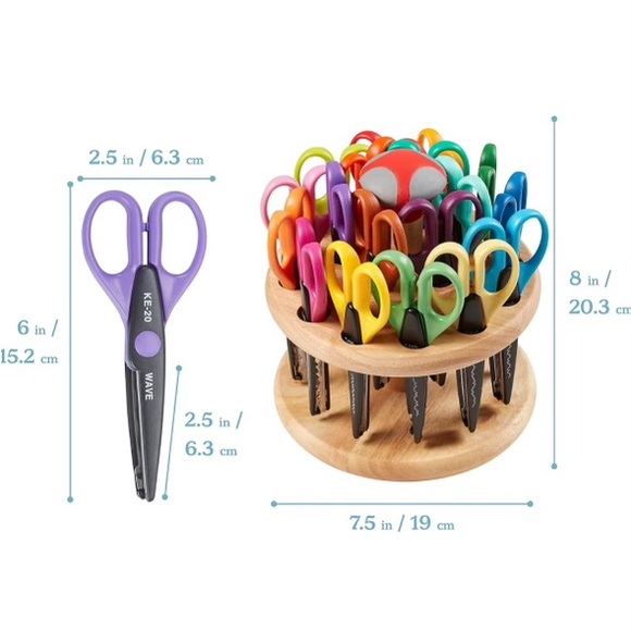 Kraft Edgers with Rotating Hardwood Rack, Decorative Scissors, Assorted, 23-pc - Picture 9 of 12